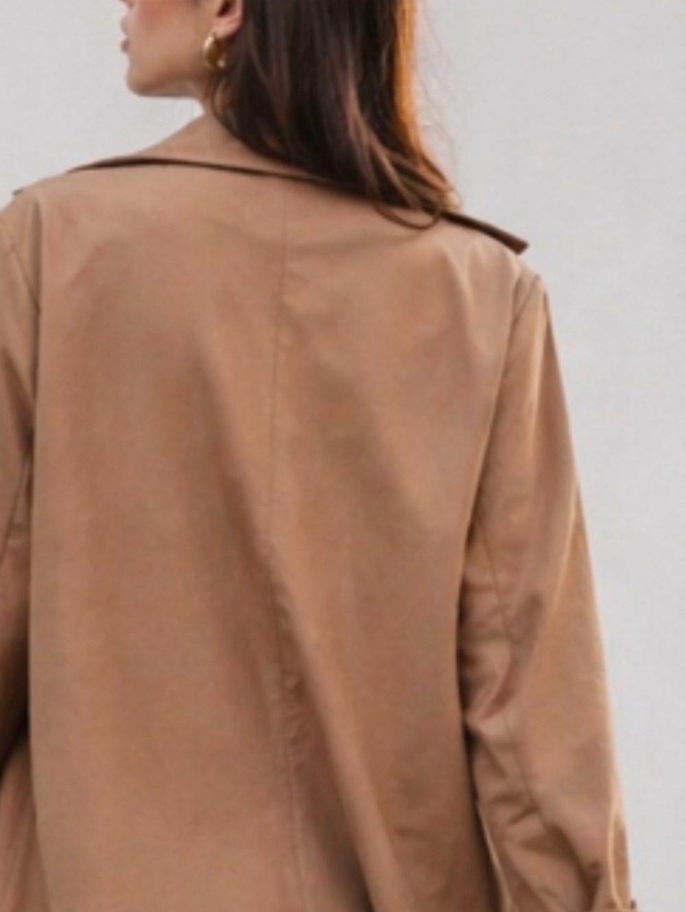 🧥 ZARA Faux Suede Trench Jacket – Camel | XS